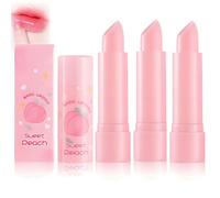 Thanksgiving Christmas 3PCS Sweet Peach Colour Changing Lip Balm Set - Temperature Sensitive Hydrating Jelly Lipstick, Moisturising Tinted Lip Care, Lightweight Glossy Finish Gift for Girls & Women