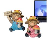 Thanksgiving Cow Figures - 2 Pieces Resin Cute Farmhouse Decorations, Cow Figures Home Decoration, for Autumn Birthday Party Offices Garden Yard Entrance Area Living Room Student Dorm Apartment