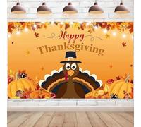 Thanksgiving Day Backdrop Autumn Fall Harvest Festival Turkey Pumpkin Maple Leaves Photography Background Party Decorations