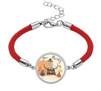 Thanksgiving Day Cartoon Man Pattern Lucky Red String Bracelet Rope Bracelet Handmade