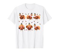 Thanksgiving Day Dancing Turkey Pilgrim Fall Autumn Dance Value Graphic T-Shirt, Men, White, XL