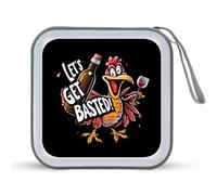 Thanksgiving Day Let's Get Basted Portable CD Case Holder 48 Capacity Travel DVD Storage Boxs Wallet Bag