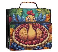 Thanksgiving Day Pumpkin Turkey and Fruit Pie 1.5-Inch 3-Rings Zipper Binder with Handle Waterproof School Supplies Organizer for School and Office