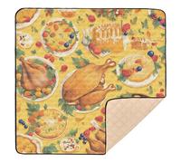 Thanksgiving Day Pumpkin Turkey and Fruit Pie Large Non-Slip Baby Activity Play Mat for Floor 1-Piecing Tummy Time & Crawling Mat for Baby Kids Toddlers Infants, 50'' x 50''