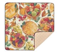 Thanksgiving Day Pumpkin Turkey and Fruit Pie Large Non-Slip Baby Play Mat for Floor Cozy Breathable Tummy Time Mat for Babies Infants Toddlers, 50'' x 50''