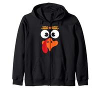 Thanksgiving Day Turkey Face Funny Dinner Gobble Pilgrim Zip Hoodie