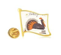 Thanksgiving Day Turkey Pattern Golden Metal Flag Lapel Pin Badge