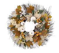 Thanksgiving Day Wreath With Pumpkin Autumn Harvest For Inside Outside Artificial Leaf For Inside Wreaths For Front Door For Day For Happy Wreath