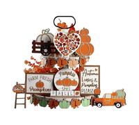 Thanksgiving Decorations, 1 Fall Tray Decoration Set, Autumn Pumpkin Leaf Maple Leaf Rustic Farmyard Decor Kitchen Table Decoration (Layer Tray Not Included)