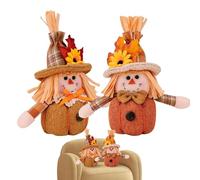 Thanksgiving Decorations for Gnomes - 2 PCS Autumn Plush Dolls, Harvest Festival Faceless Dwarfs, Maple Leaf Sunflower Accents | Seasonal Home Ornament Set for Fall Holiday -Party Table