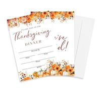 Thanksgiving Dinner Invitations, 20 PCs Autumn Leaves Pumpkin Invite Cards With Envelopes For Boy Girls, Rustic Harvest Family Party Supplies And & Decorations - A06