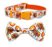 Thanksgiving Dog Collar Fall-Themed Breakaway Collars with Bow Tie, Turkey & Pumpkin for Small Medium Large Dog