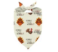 Thanksgiving Dogs Bandanas, Gobble Wobble, Turkey Pattern Triangle Scarf, Holiday Puppy Dog Kerchief, Fancy Thanksgiving Party Pets Kerchief, Adjustable Triangle Dog Scarf