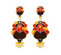 Thanksgiving Earrings Fall Earrings Thanksgiving Turkey Earrings Fall Autume Leaf Dangle Earrings for Women Thanksgiving Holiday Jewerly Accessory Gift, L, Metal, No Gemstone