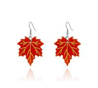 ThanksGiving Earrings for Women Maple Leaf Pumpkin Drop Dangle Earrings Fall Acrylic Maple Earrings Thanksgiving Theme Party Jewelry Accessories, L, Acrylic, No Gemstone