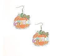 Thanksgiving Earrings for Women Pumpkin Maple Leaf Colored Mushrooms Cone Drop Dangle Earrings Set Autumn Thanksgiving Jewelry Gifts, Adjustable, Metal, No Gemstone