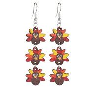 Thanksgiving Earrings for Women Wooden Pumpkin Maple Leaves Dangle Earrings Fall Earrings Autumn Turkey Sunflower Drop Earring, Wood, wood