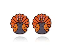 Thanksgiving Fall Earrings for Women Cute Turkey Maple Leaf Pumpkin Fox Pine Cone Stud Earrings Charm Thanksgiving Autumn Jewelry Costume Accessories, M, Wood, No Gemstone