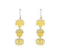 Thanksgiving Fall Earrings for Women Dangle Gold Autumn Pumpkin Maple Leaf Pinecone Hat Turkey Earrings Cute Fall Splicing Earrings Jewelry Thanksgiving Costume Accessories, L, Stainless Steel, No