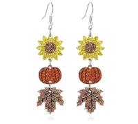 Thanksgiving Fall Earrings for Women Lightweight Acrylic Glitter Autumn Candy Turkey Maple Leaf Pumpkin Dangle Earrings Thanksgiving Gift, M, Alloy Steel, No Gemstone