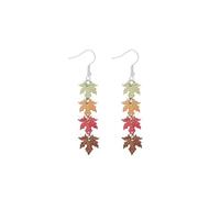 Thanksgiving Fall Earrings for Women Red Maple Leaf Dangle Earrings Harvest Orange Brown Stud Earrings Autumn Party Favors Holiday Gifts for Women, Zinc, No Gemstone
