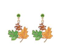 Thanksgiving Fall Earrings for Women Red Maple Leaf Dangle Earrings Harvest Orange Brown Stud Earrings Autumn Party Favors Holiday Gifts for Women, Zinc, No Gemstone