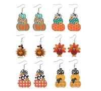 Thanksgiving Fall Earrings for Women,Turkey Pumpkin Acrylic Drop Dangle Earrings Festival Holiday Autumn Festival Holiday Jewelry Gifts, Acrylic, No Gemstone