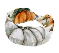 Thanksgiving Fall Harvest Pumpkins Sunflower Headbands for Women, Elastic Wide Headband, Soft Yoga Hair Bands, Breathable Hairband for Running Sport Workout Travel