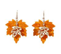 Thanksgiving Fall Maple Leaf Earrings for Women Trendy Pearl Rhinestone Orange Earrings Crystal Drop Autumn Maple Leaf Earrings Thanksgiving Fall Accessories, L, Metal, No Gemstone