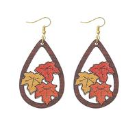 Thanksgiving Fall Maple Leaf Pumpkin Wooden Earrings Lightweight Double-Sided Coffee Cup Turkey Wooden Drop Dangle Earrings for Women Girls AutumnThanksgiving Theme Jewelry Gifts, Wood, No Gemstone