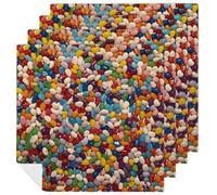Thanksgiving Fall Napkins Cloth Washable Assorted Jelly Beans Printed Polyester Cloth Napkin for Hotel, Lunch, Restaurant, Weddings, Parties