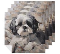 Thanksgiving Fall Napkins Cloth Washable Shih Tzu Printed Polyester Cloth Napkin for Hotel, Lunch, Restaurant, Weddings, Parties