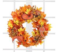 Thanksgiving Fall Wreath - 20 Inch Artificial Door Decoration, Autumn-Themed Welcome Sign With Leaf And Pumpkin Arrangement | Seasonal Decor For Indoor Outdoor Front Porch Wall Door Holiday Use
