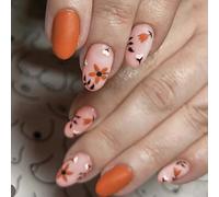 Thanksgiving False Nails Autumn Winter Press On Nails Set Leaf And Flower Designs Easy To Apply Nails Art For Women