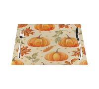 Thanksgiving Farm Harvest Pumpkin Vinyl Placemats Set of 1 Heat Resistant Table Mats Washable Wipeable PVC Place Mat for Party Kitchen Dining Tables