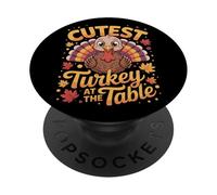 Thanksgiving Feast Cutest Turkey At The Table Turkey Lovers PopSockets Adhesive PopGrip