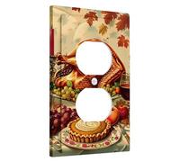 Thanksgiving Feast Light Switch Cover Plates/Outlet Covers, Autumn Harvest for Home Decor, Thermoplastic Wall Plates, Standard Size Single Duplex Outlet