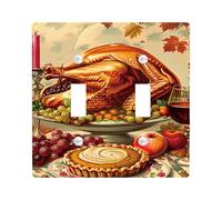 Thanksgiving Feast Light Switch Cover Plates/Outlet Covers, Autumn Harvest for Home Decor, Thermoplastic Wall Plates, Standard Size Double Toggle
