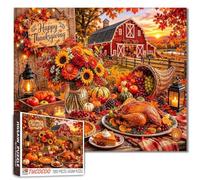Thanksgiving Feast Puzzles for Adults 1000 Pieces Turkey Pumpkin Pie DIY Handwork Puzzles Cornucopia Jigsaw Puzzles for Family Game Nights Puzzle Home Decoration Gifts Gift Family 19.7"x27.6"