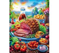 Thanksgiving Feast Spread 500 Piece Jigsaw Puzzle for Adults Teens Scenery Science Fiction Music Room Decor Creative Outlet Whimsical Artwork for Musicians 500 PCS