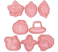 Thanksgiving For Kitchen Baking Tool Set with 8 Festive Cookie Cutters Including Turkey Pumpkin and Autumn Leaf Motifs in PP