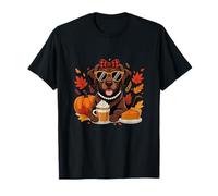 Thanksgiving for Women Labrador Retriever Dog Drinking Coffe T-Shirt