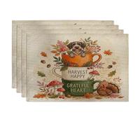 Thanksgiving German Wirehaired Pointer Dog Placemats Set of 4, 12''x18'', Cute Turkey 4Pcs Print Washable Table Mats for Dinning, Fall Holiday Home Kitchen Decor