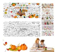 Thanksgiving Giant Coloring Poster/Tablecloth,30 x 72 Inches Jumbo Paper Coloring Banner Games Activities Essentials for Kids Gifts Ideal for Fall Thanksgiving Party Decorations and Games (Turkey)