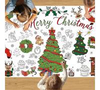 Thanksgiving Giant Coloring Poster Tablecloth, 72” x 30” Large Coloring Activity Paper, Fall Harvest Themed Jumbo Paper Banner for Kids Family Classroom Autumn Activities Craft Gifts (Christmas A)