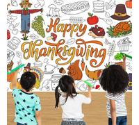 Thanksgiving Giant Coloring Poster Tablecloth, 72” x 30” Large Coloring Activity Paper, Fall Harvest Themed Jumbo Paper Banner for Kids Family Classroom Autumn Activities Craft Gifts (Letters)