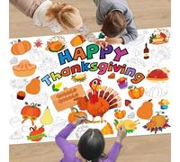 Thanksgiving Giant Coloring Poster Turkey-Themed Happy Thanksgiving Crafts for Kids Large Autumn Coloring Tablecloth/Banner for Fall School Party Supplies Decorations 43.3 X 29.5 Inches
