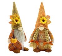 Thanksgiving gnomes decor - plush figurine, rustic sunflower maple leaf ornament, cute faceless doll | Handmade autumn decoration for tiered drawer shelf tabletop ve