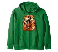 Thanksgiving Gobble Jive Turkey 70s Soul Singer Retro Zip Hoodie