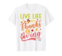 Thanksgiving Gratitude Thankful Grateful Giving Live Life Value Graphic T-Shirt, Men, White, S